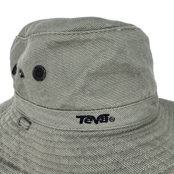 Teva Fishing Hunting Bucket Hat with Chin Strap Embroidered Logo Green One Size - Picture 8 of 11